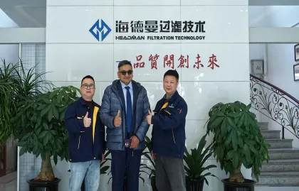 Indickí klienti navštívili Zhejiang Headman na inšpekciu a spojili sily, aby preskúmali nové obzory v filtračnej technológii